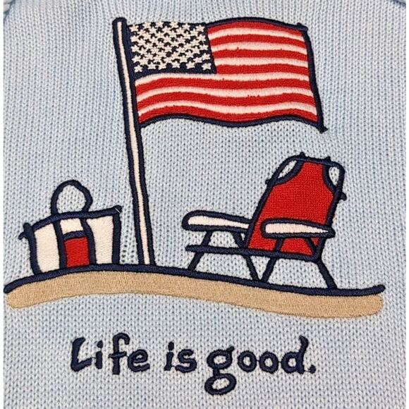 Life Is Good Hoodie Sweater Womens Size L Light Blue American Flag Beach NEW NWT - Picture 5 of 12